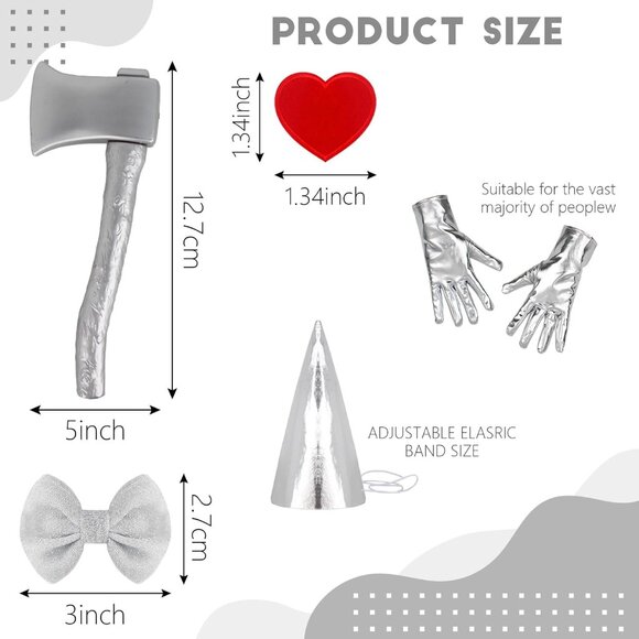 Halloween Costume Set Silver Hat Brooch Gloves for Kids Adults Cosplay Party - Picture 4 of 7